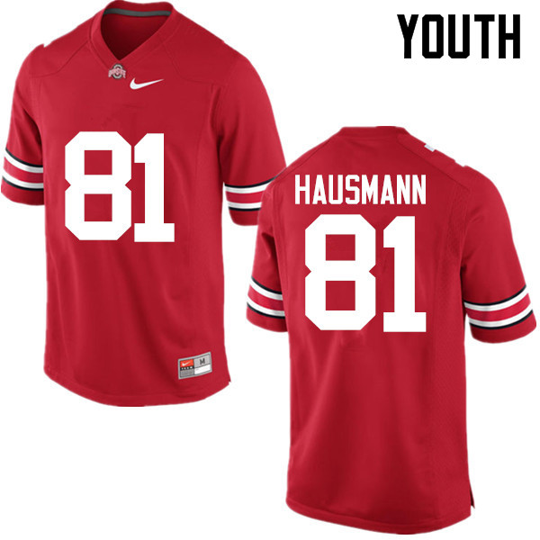 Ohio State Buckeyes Jake Hausmann Youth #81 Red Game Stitched College Football Jersey